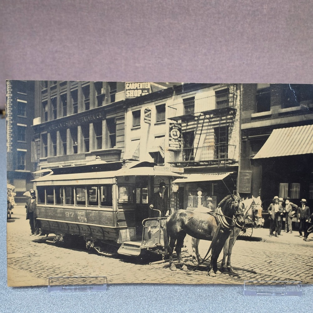 NYCTA Archive Print Last Horse Drawn Car Manhattan 1915 12.5x9 BW Fair Condition